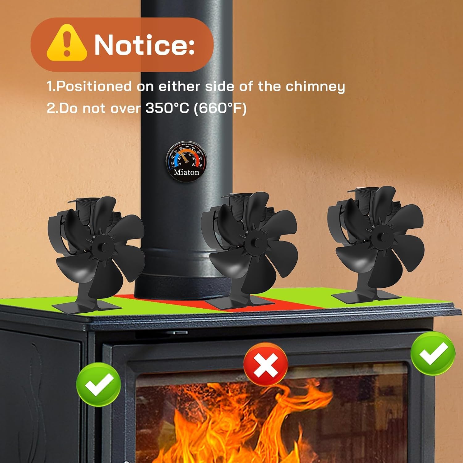 Miaton durable anodized aluminum stove fan withstands high heat