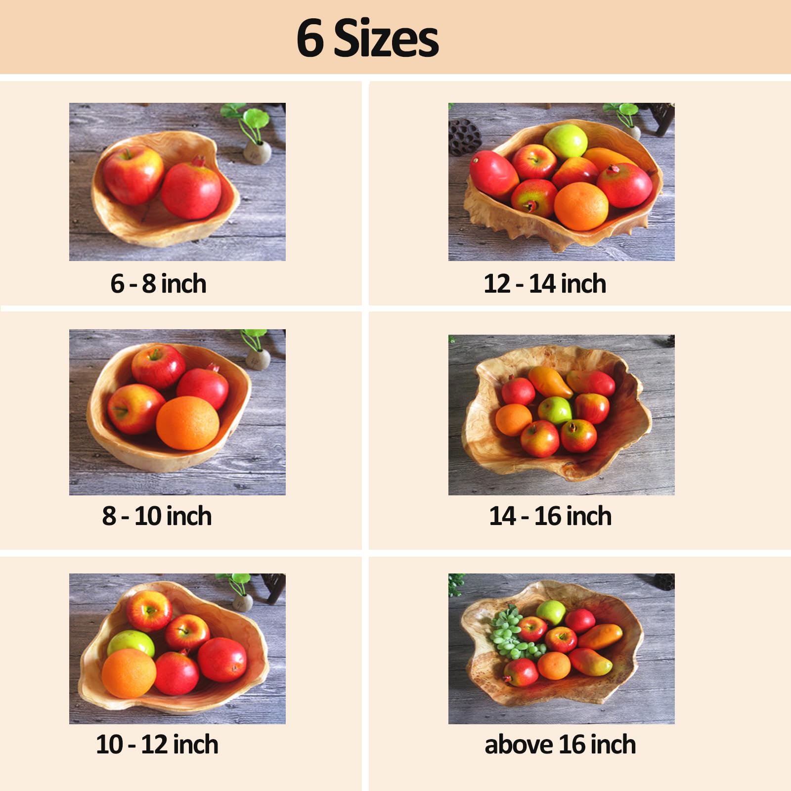 MIATTCLD rustic bowl shows 8-10 inch diameter ideal for fruit