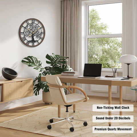 Micasso large wall clock, battery operated, stylish timepiece for living spaces.
