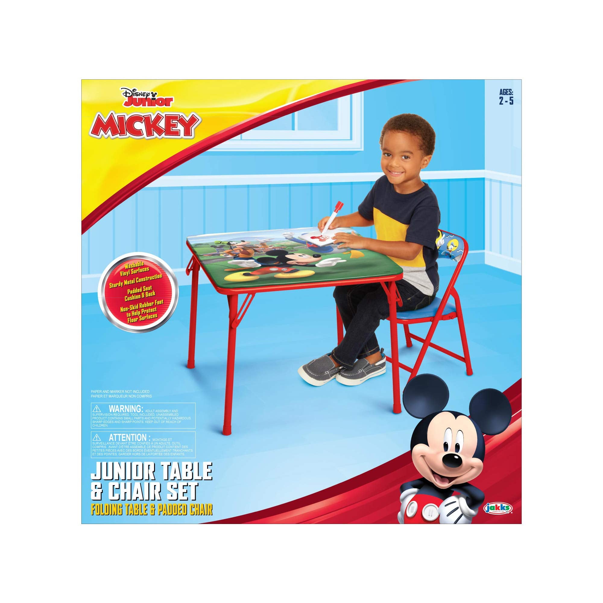 Mickey Mouse weight limit 70 pounds label indicating long-lasting use