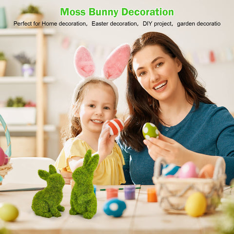 MicoSim garden moss rabbit decor on table creates a charming outdoor focal point.