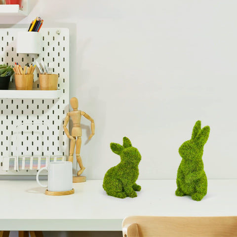 MicoSim moss bunny decor suits patios, desks and shelves alike.
