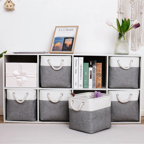 MidmmVick cube bin side view shows linen finish for neat organization