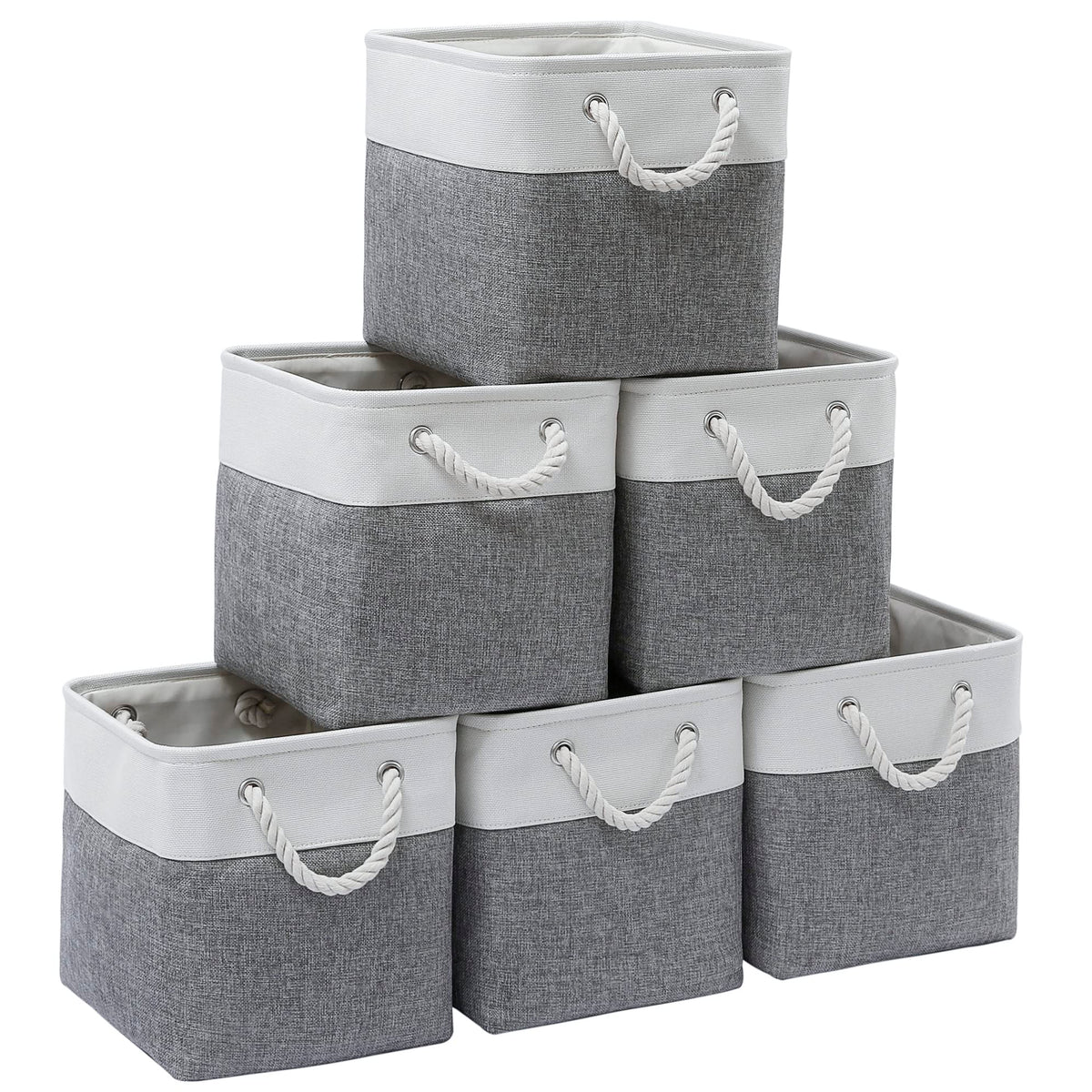 MidmmVick cube bin top view with rope frame preserves shape for easy storage