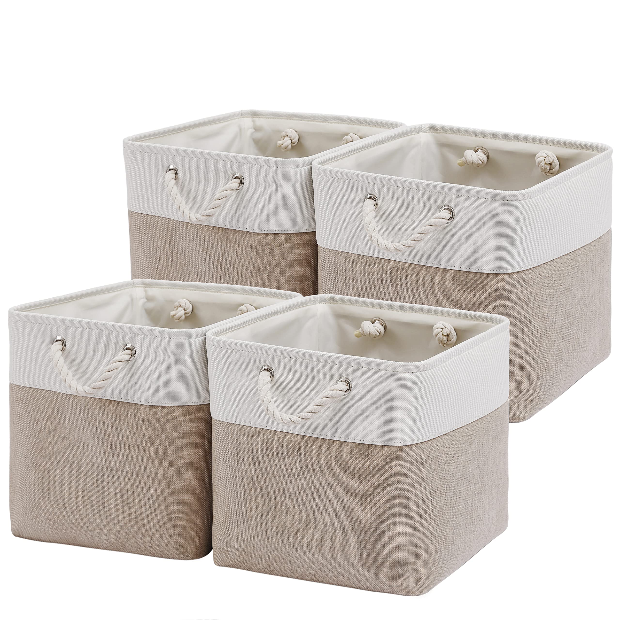 MidmmVick cube bin rope top view demonstrates sturdy frame for organized closet storage.