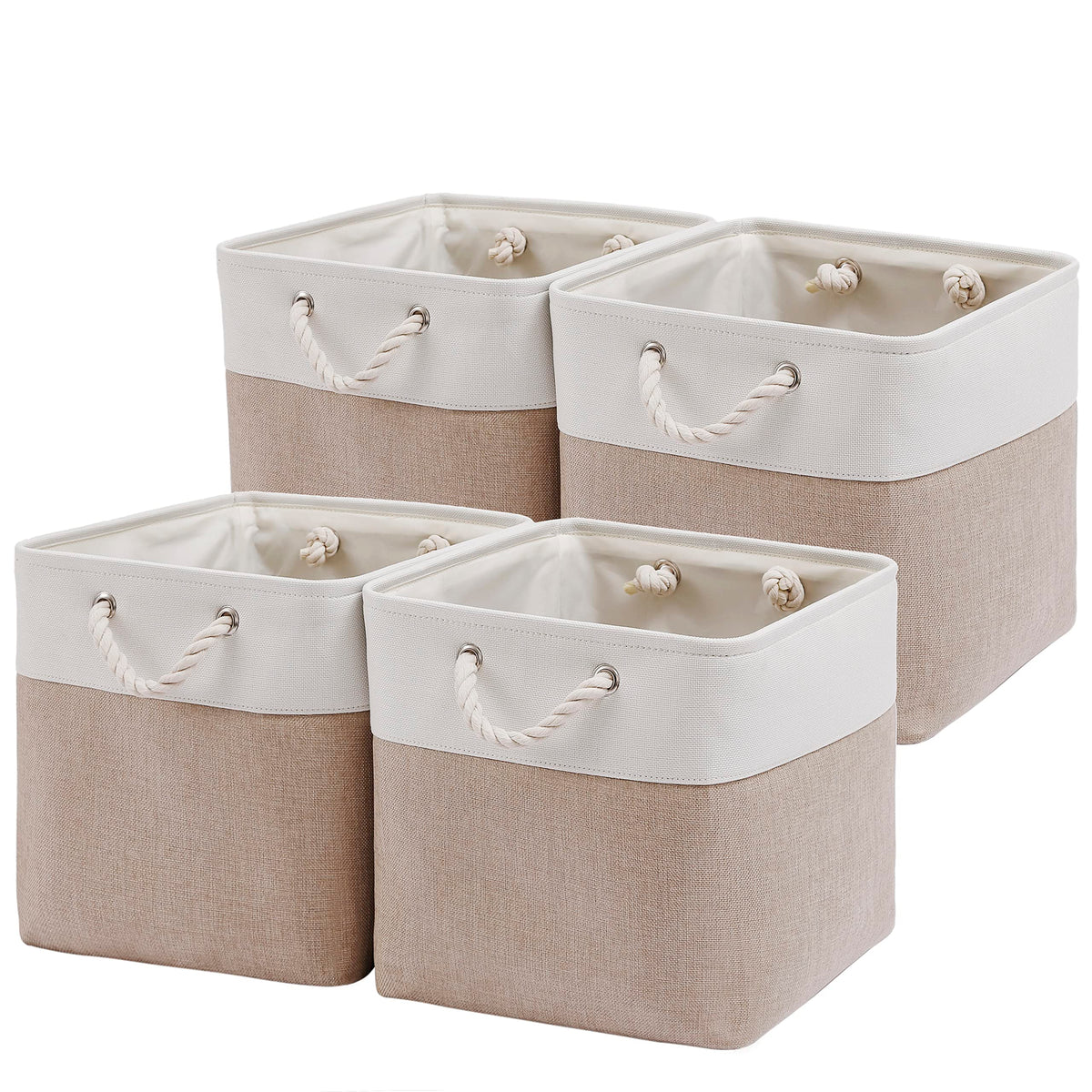 MidmmVick cube bin rope top view demonstrates sturdy frame for organized closet storage.