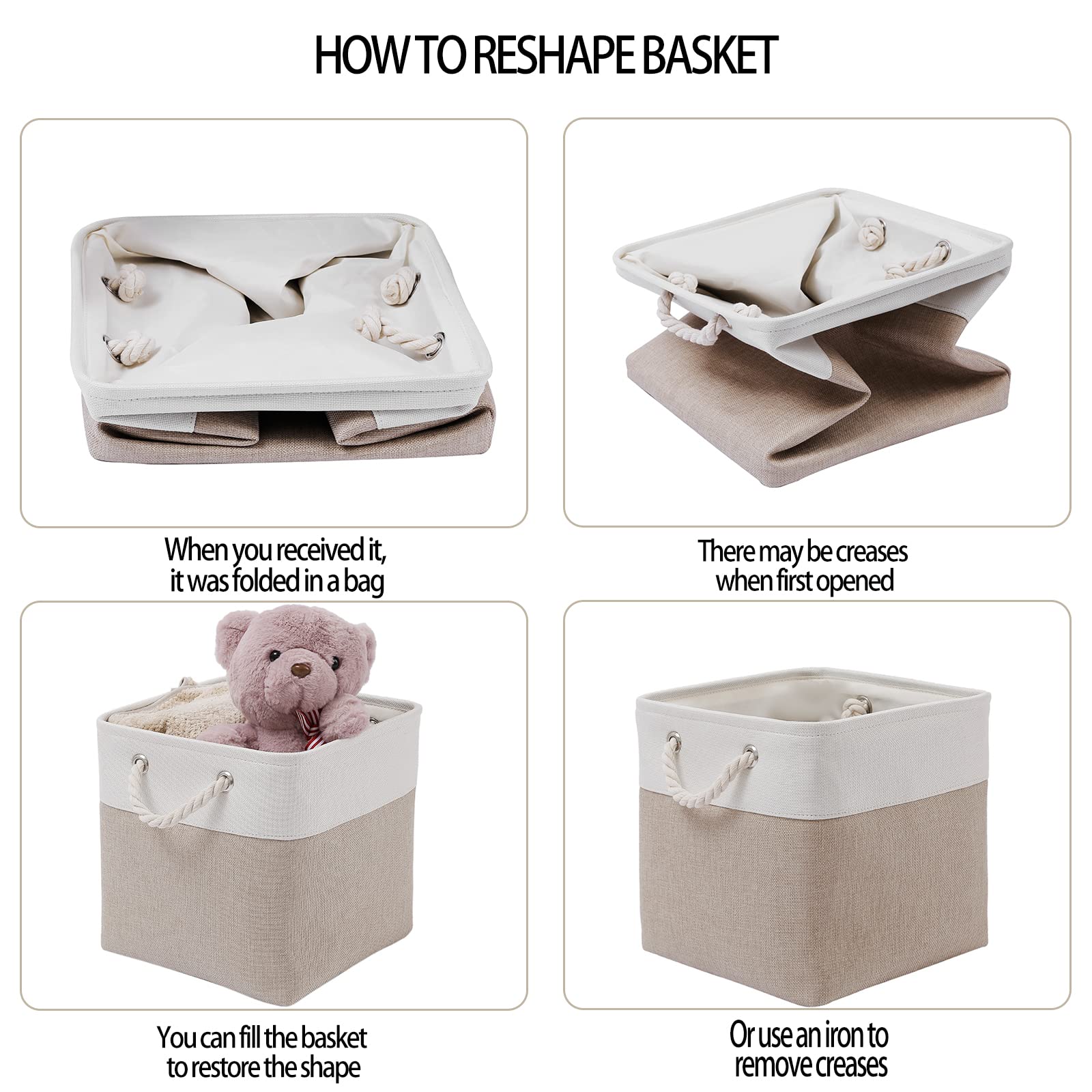 MidmmVick cube storage bin with ropes provides stable shape