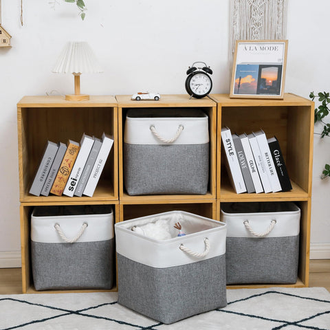 MidmmVick storage bin with rope-style handles easy to pull from shelves