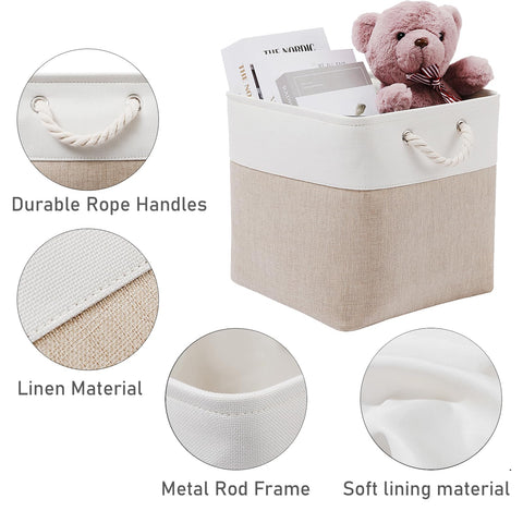 Fabric cube with durable handles, ideal for daily organization and transport.
