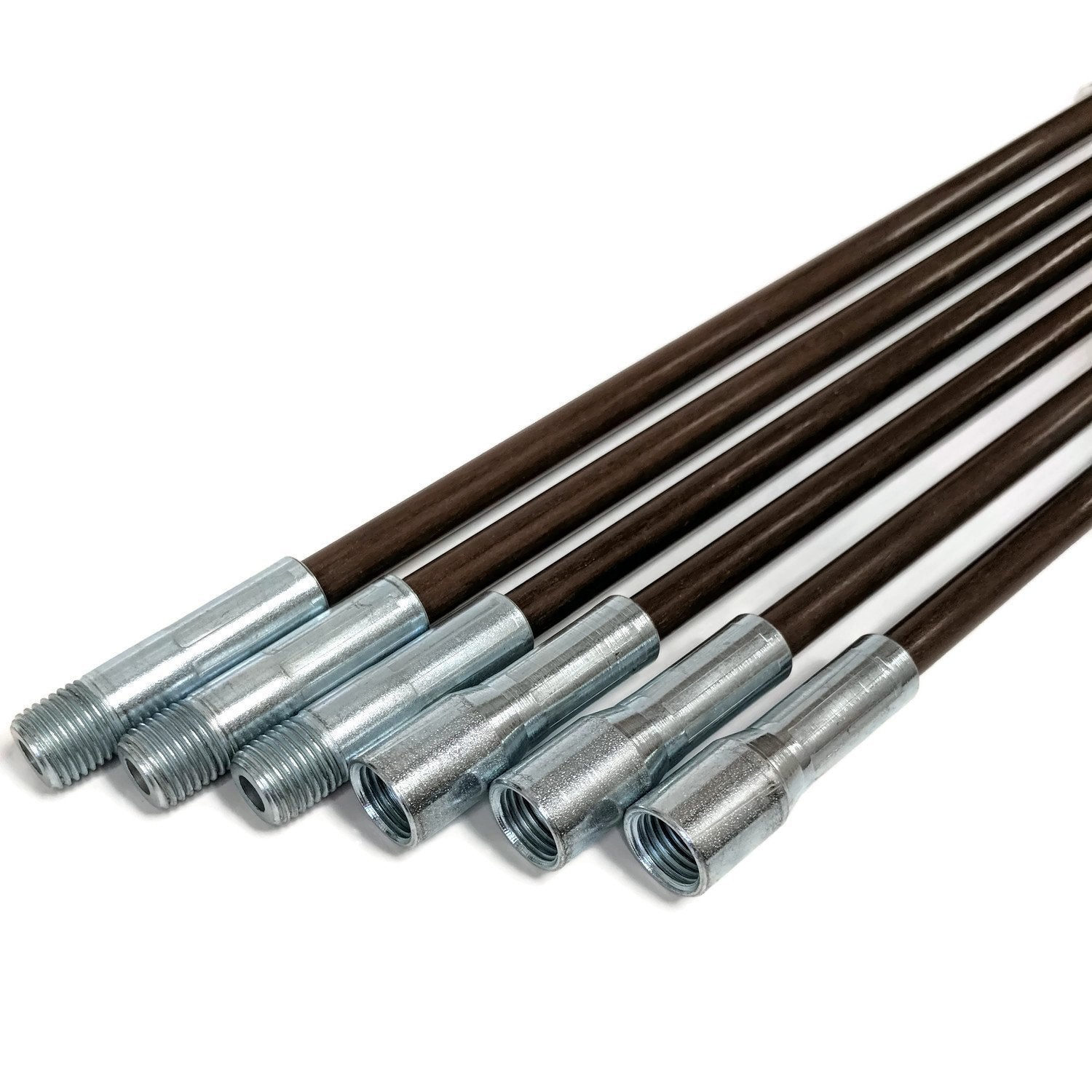 Midwest Hearth 18ft chimney rod kit in brown with bundled rods for flexible cleaning reach.