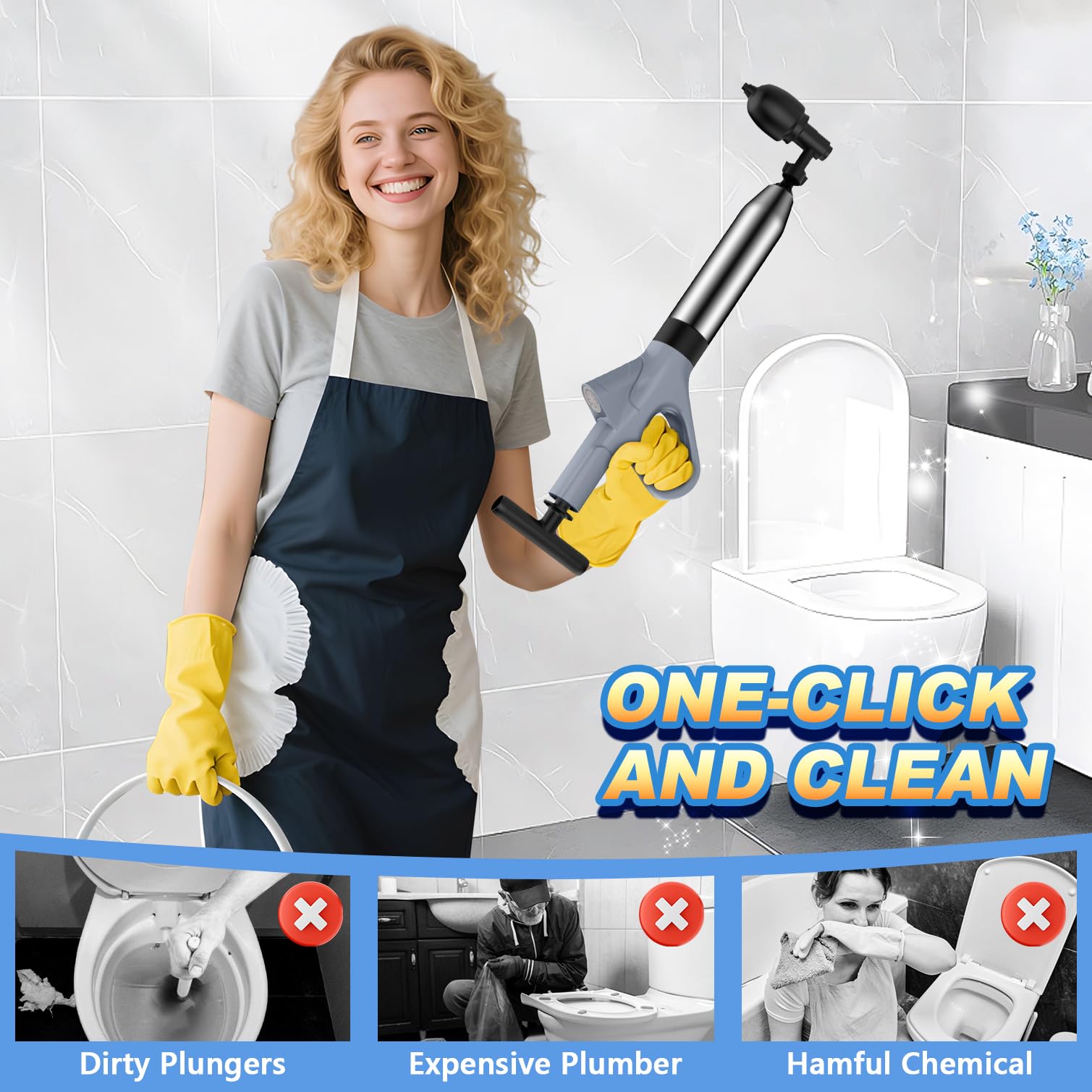 Mieaoll high pressure plunger durable body for daily bathroom use