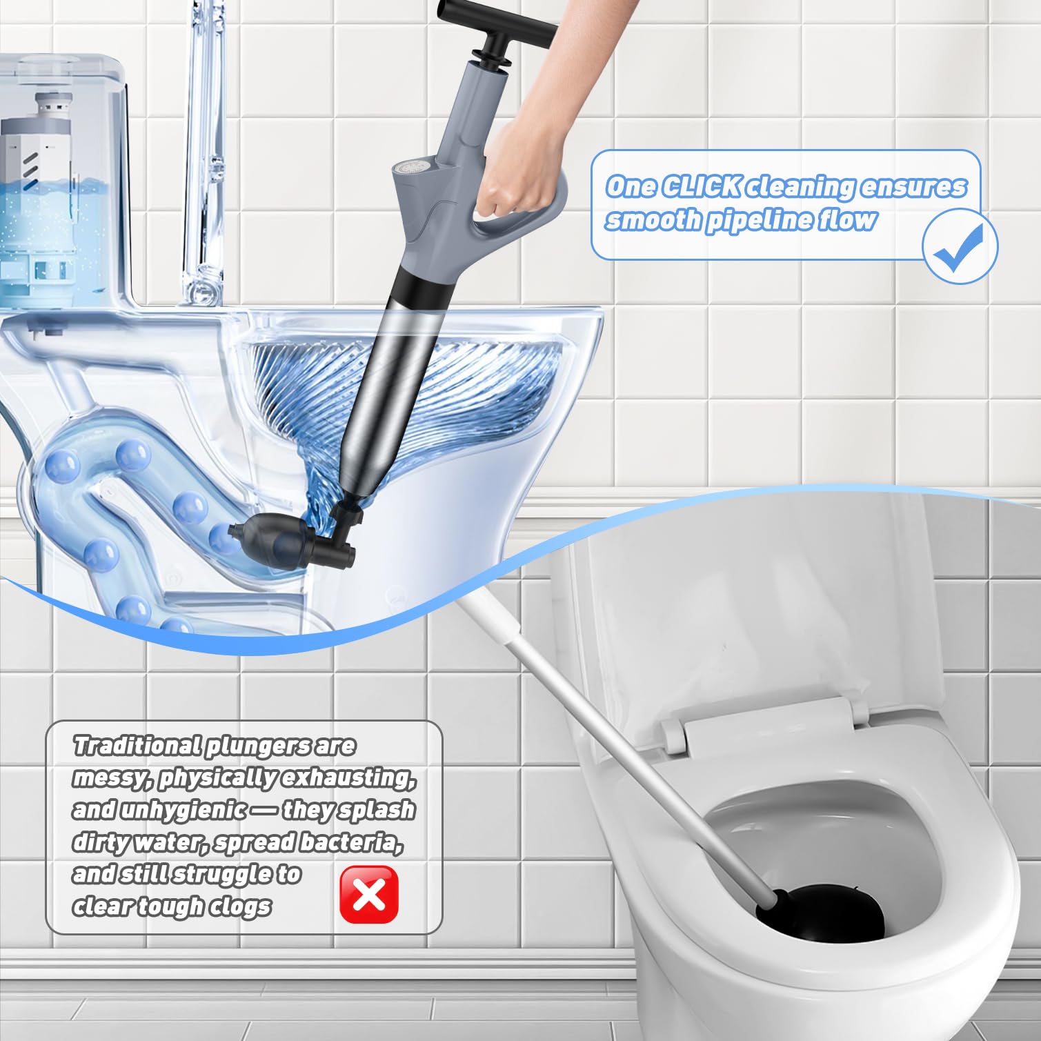 Mieaoll toilet plunger kitchen sink clearing grease and debris