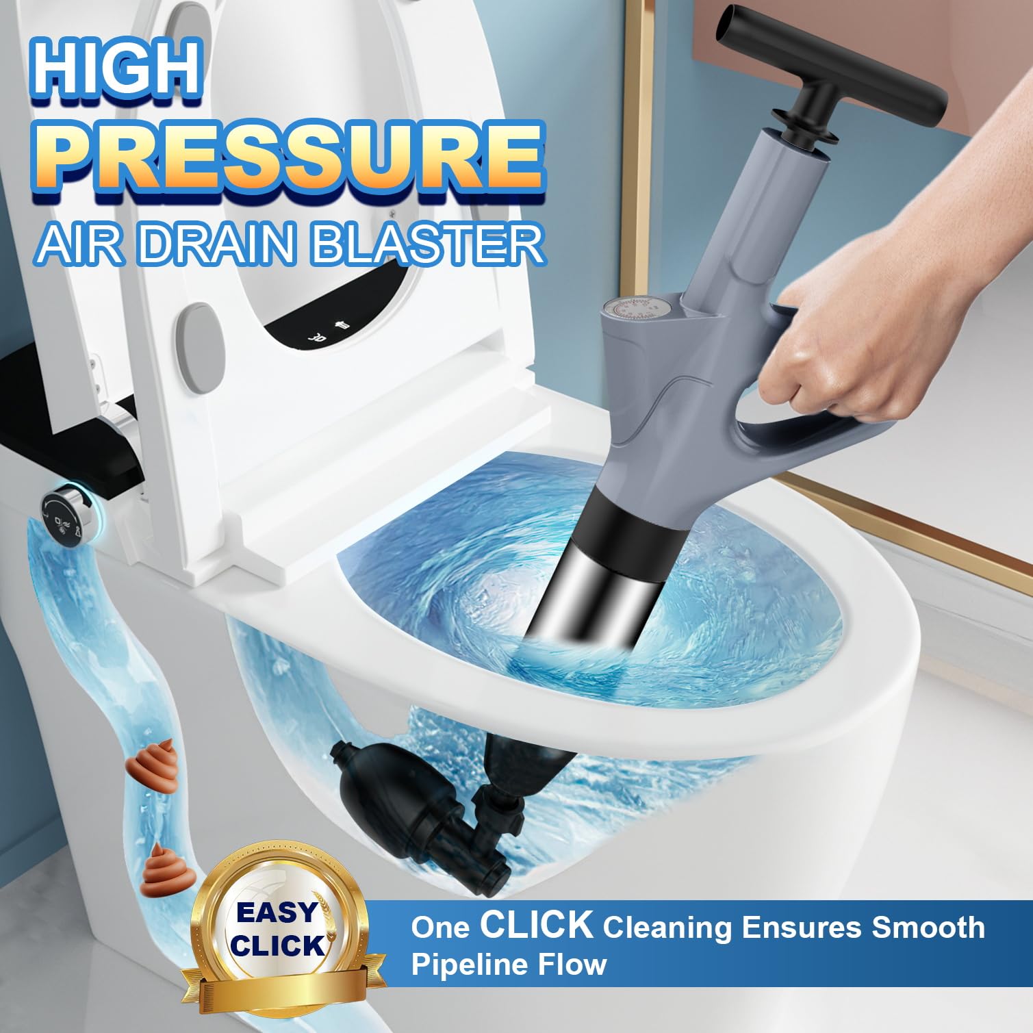 Mieaoll toilet plunger real-time pressure display enables precise control