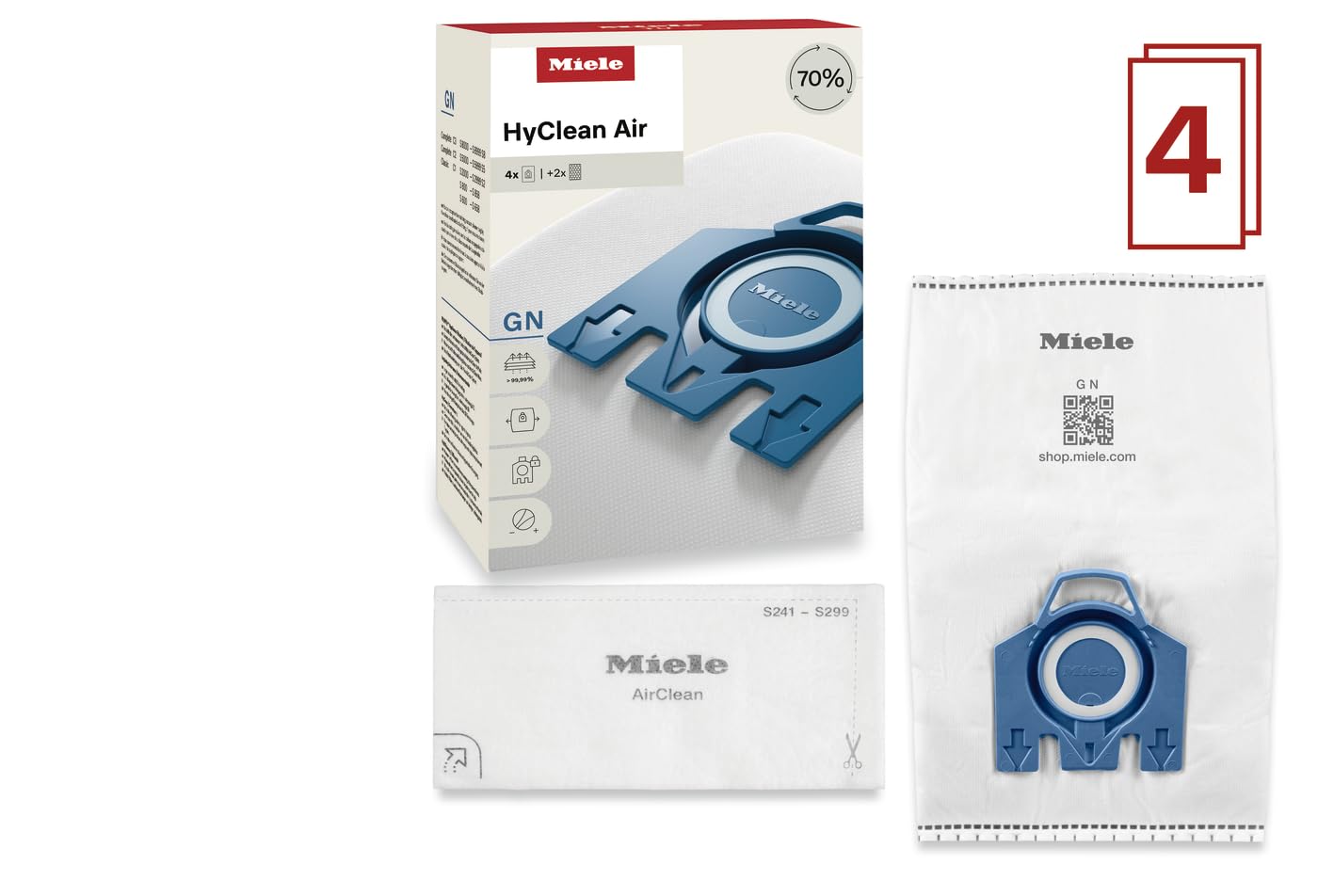 Miele 3D efficiency dust bag highlights full bag volume use.
