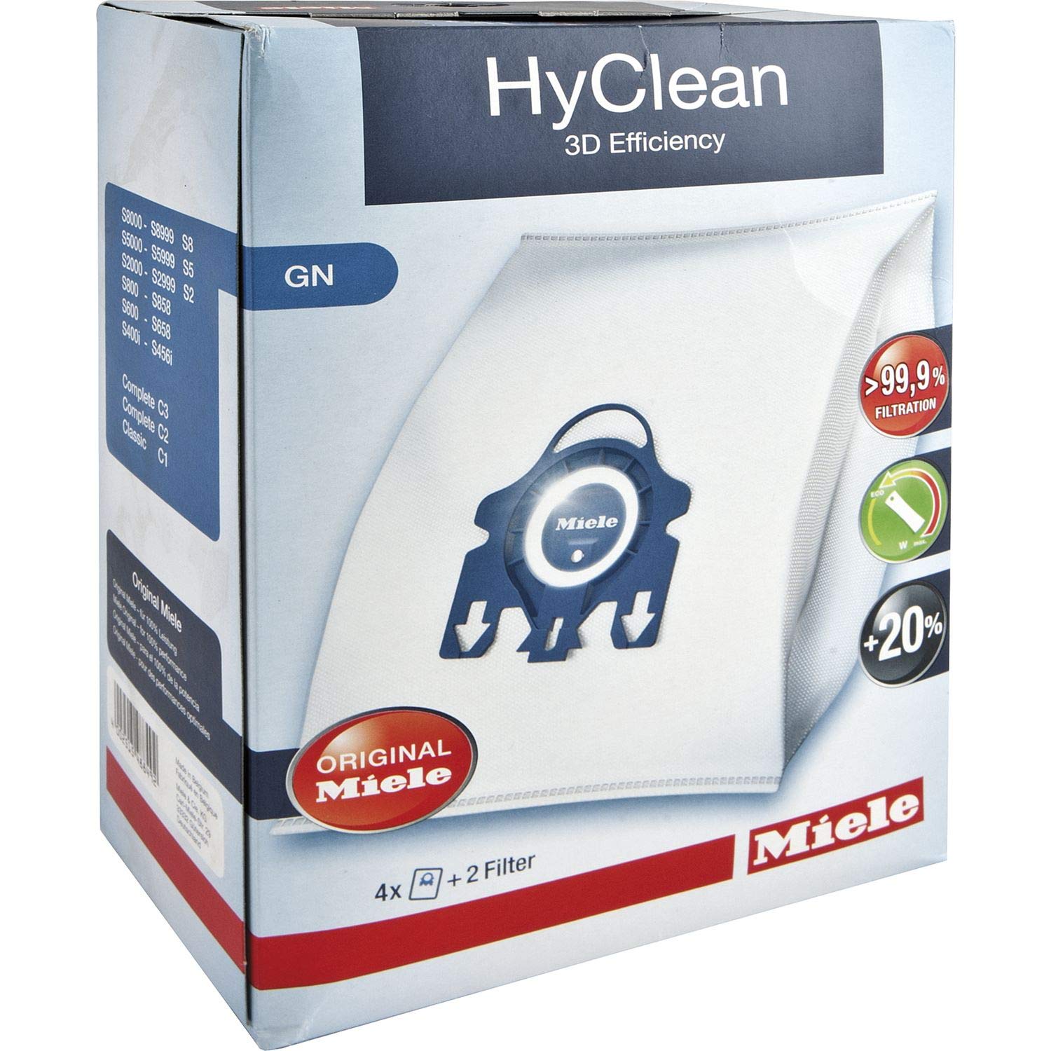 Miele AirClean 3D efficiency bag pack close-up showing tight seal for improved filtration.