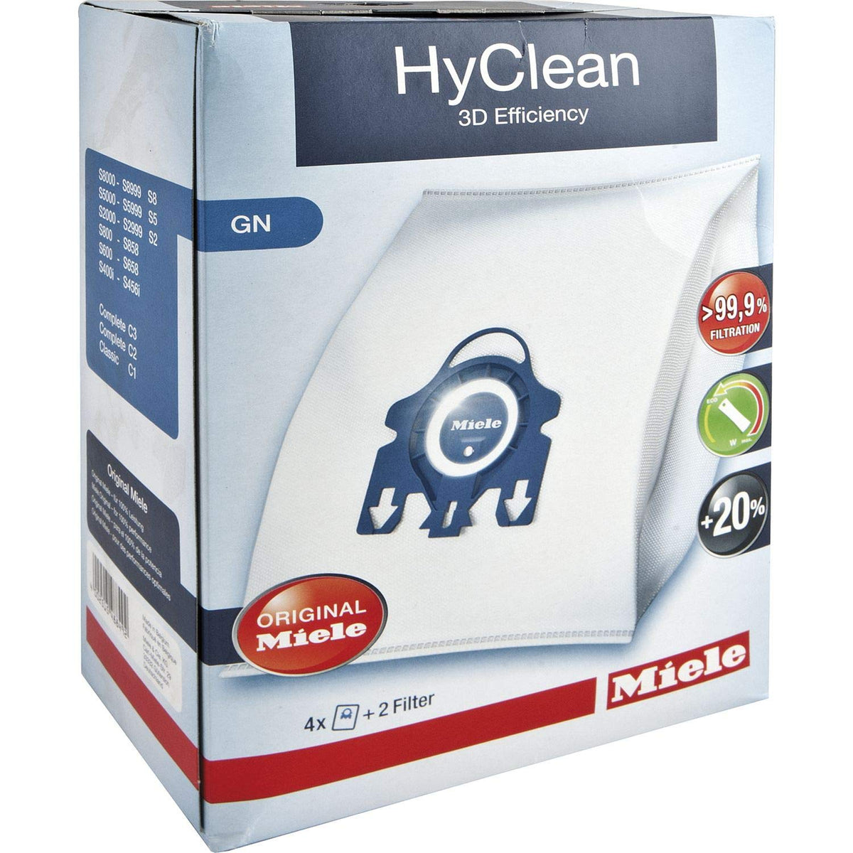 Miele AirClean 3D efficiency bag pack close-up showing tight seal for improved filtration.