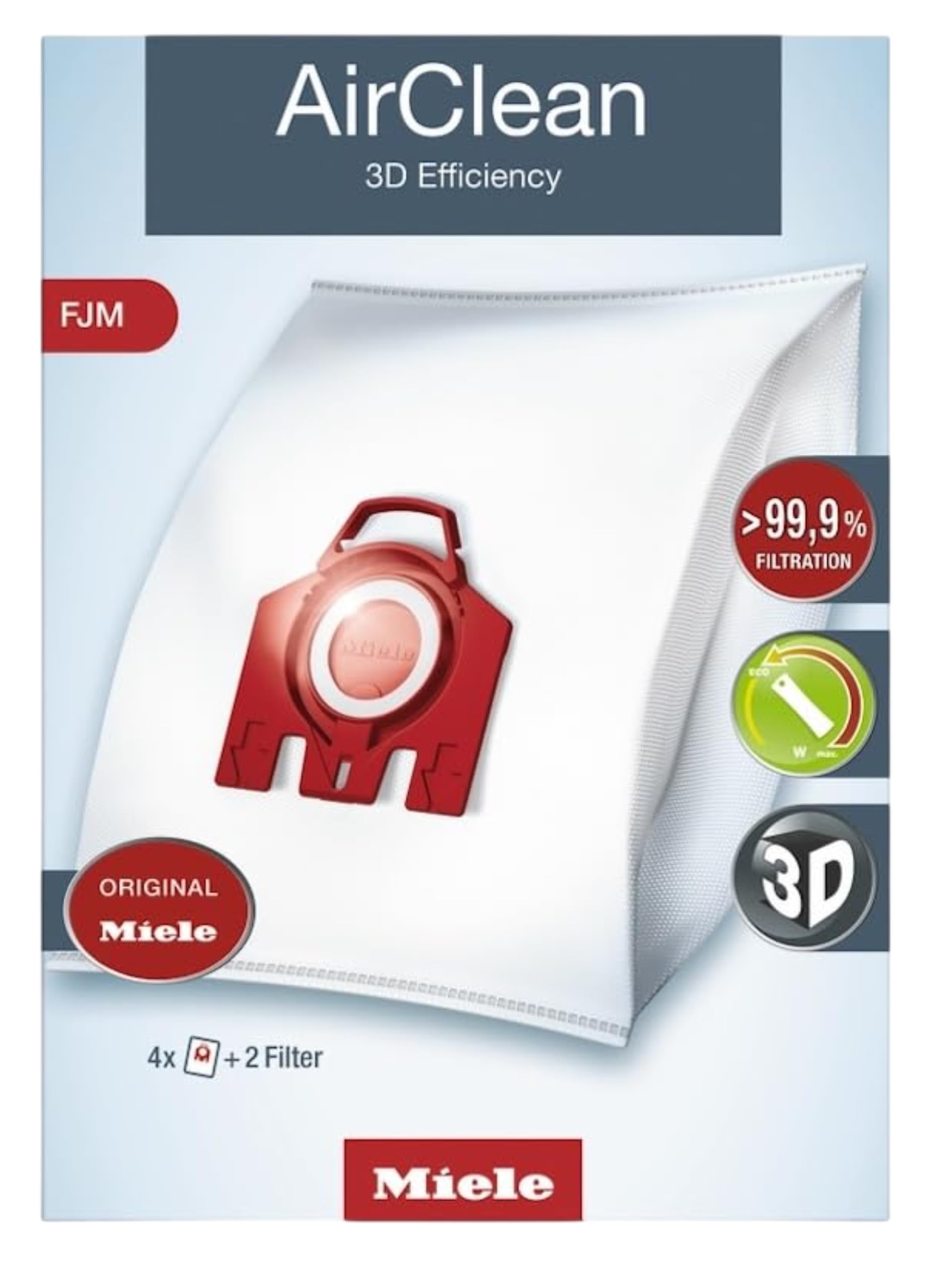 Miele AirClean 3D FJM bags packaging for reliable performance.