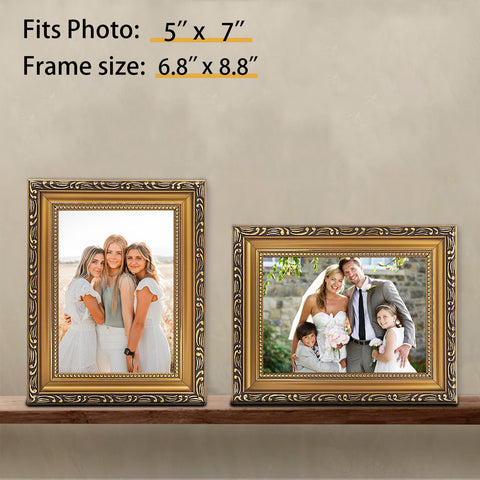 MIEVU 5x7 gold frame close-up of carved textures enhances decor