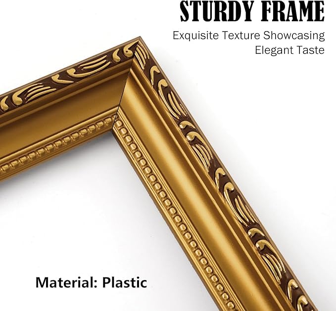 MIEVU 5x7 gold frame on tabletop display with elegant texture