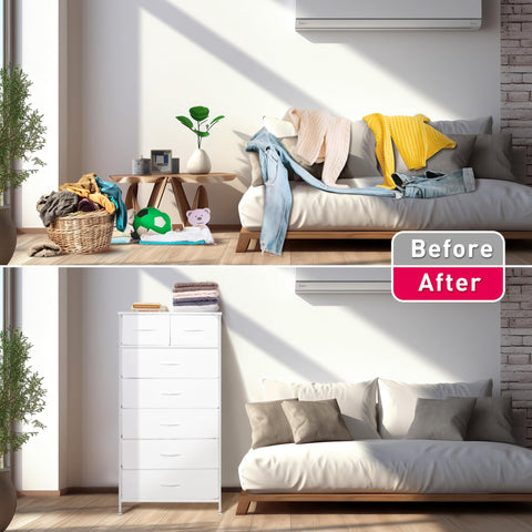 Mifuro dresser dimensions highlighting drawer space.