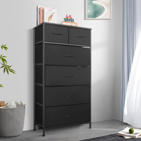 Mifuro tall dresser drawers open showing balanced configuration for clothing