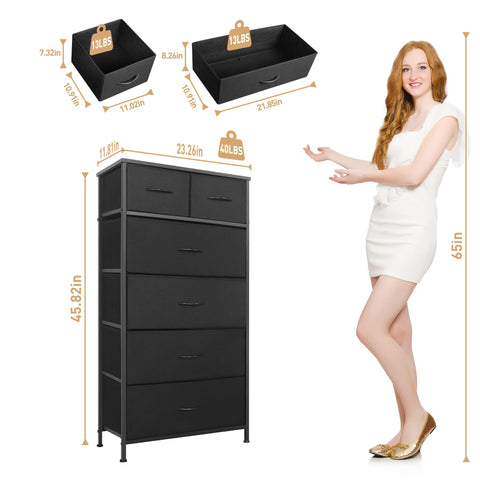 Mifuro tall dresser breathable non-woven fabric drawers for safe storage