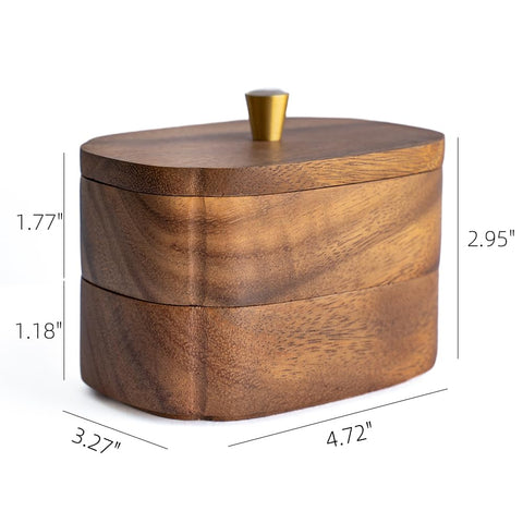 MIGAKU HOME Acacia wood cotton rounds storage for quick access.