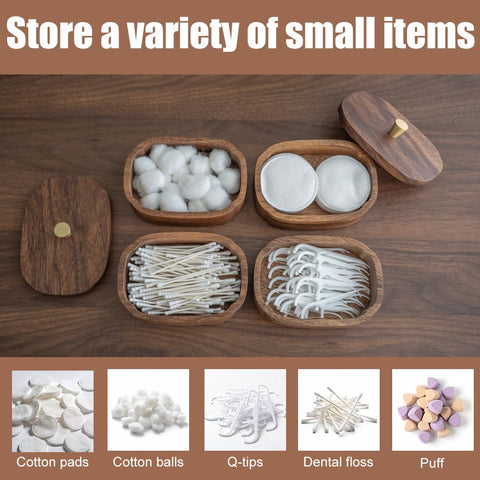 MIGAKU HOME Acacia wood double-layer inside for organized cotton items.
