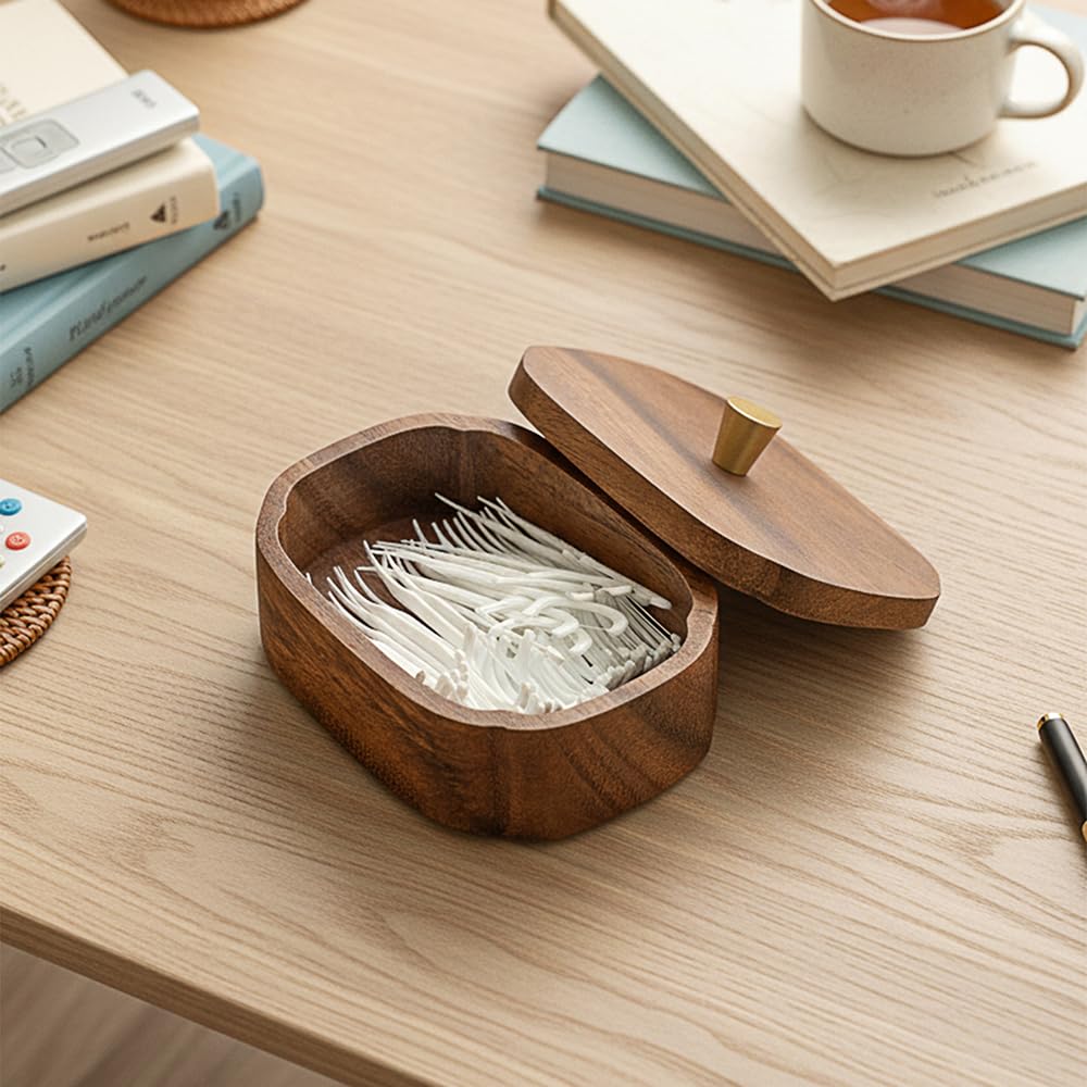 MIGAKU HOME Acacia wood multipurpose storage for small items.
