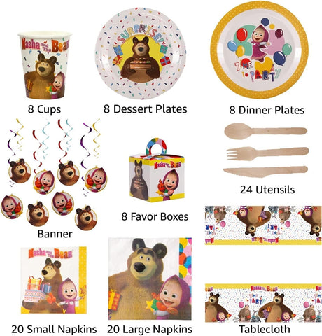 Mighty Mojo Masha and the Bear 9-inch plates for easy-party dining
