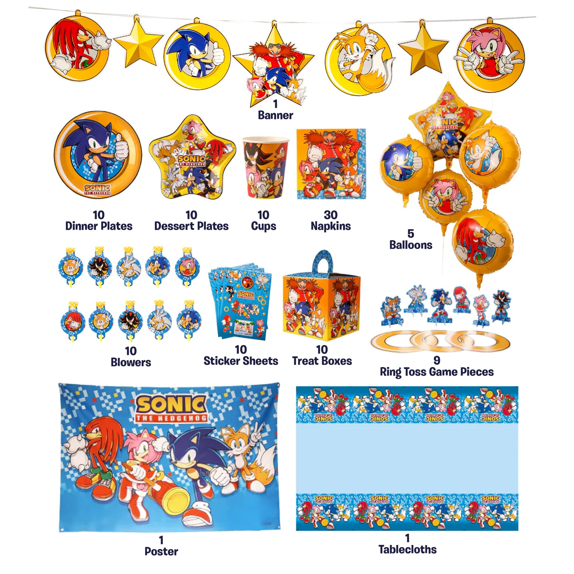 Mighty Mojo Sonic paper plates showcase iconic hedgehog art for easy meals.