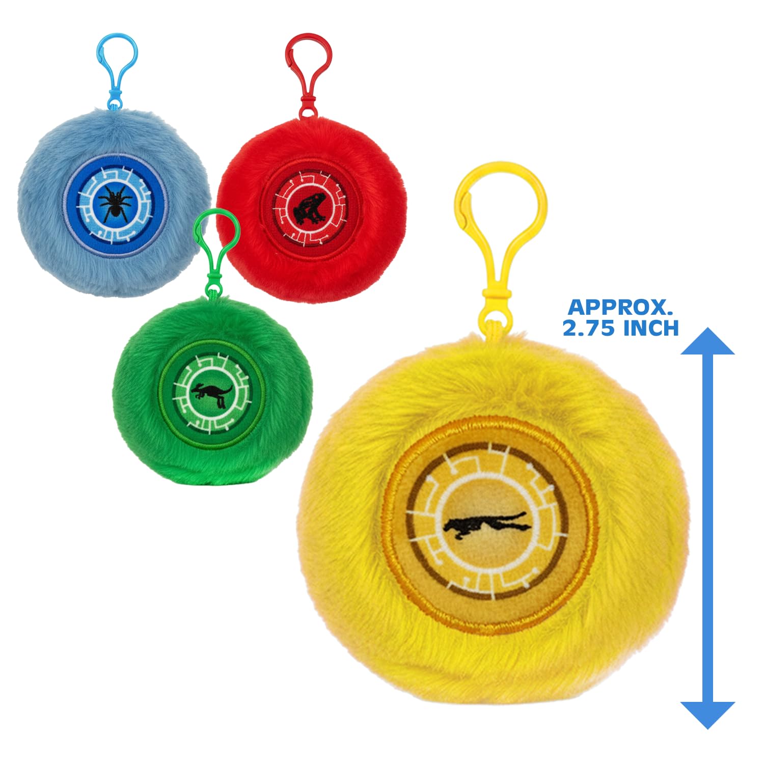 Mighty Mojo Wild Kratts power-disc plush keychain back view with clip.