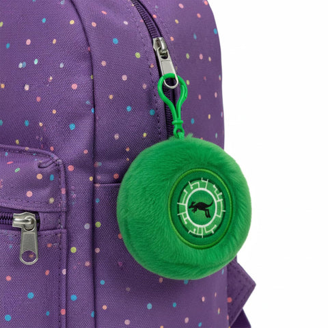 Mighty Mojo Wild Kratts power-disc plush keychain backpack clip in use.