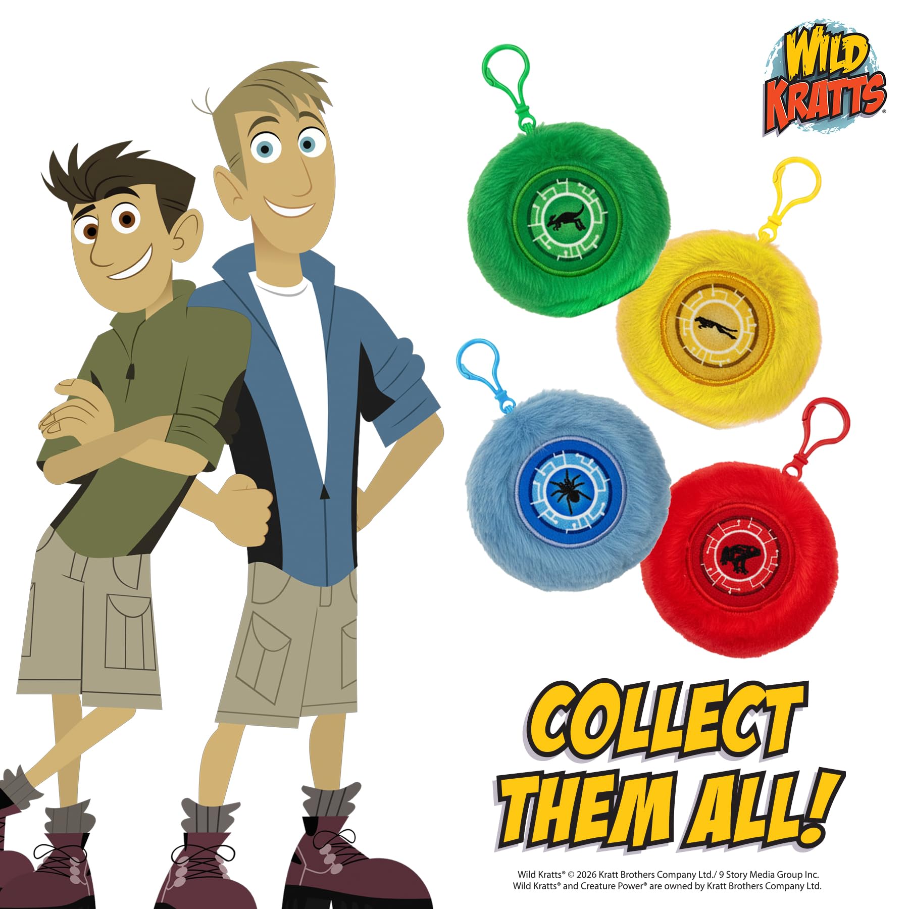 Mighty Mojo Wild Kratts power-disc plush keychain jacket clip.