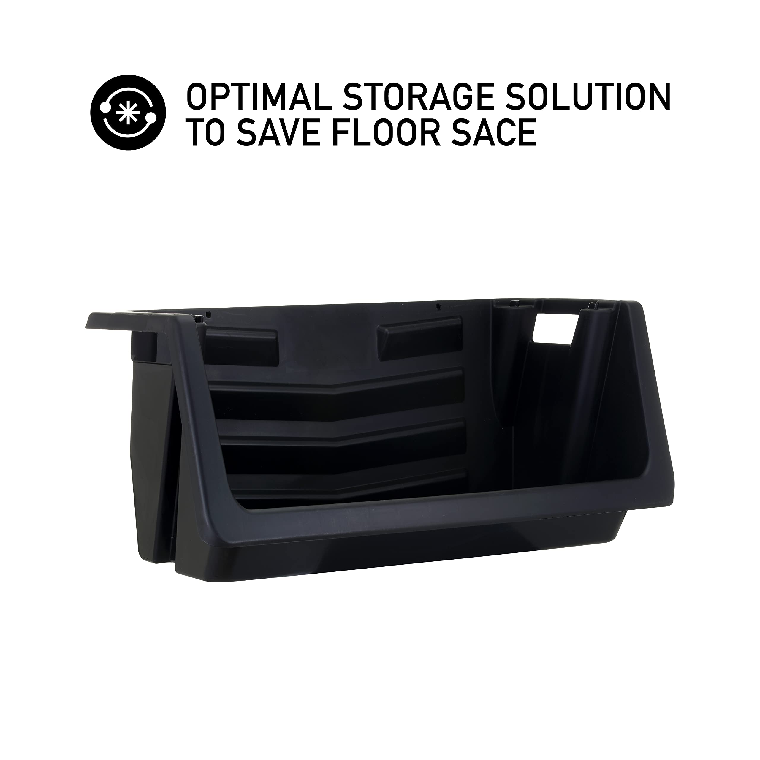 Mighty Tuff interlocking bins shown stacked vertically