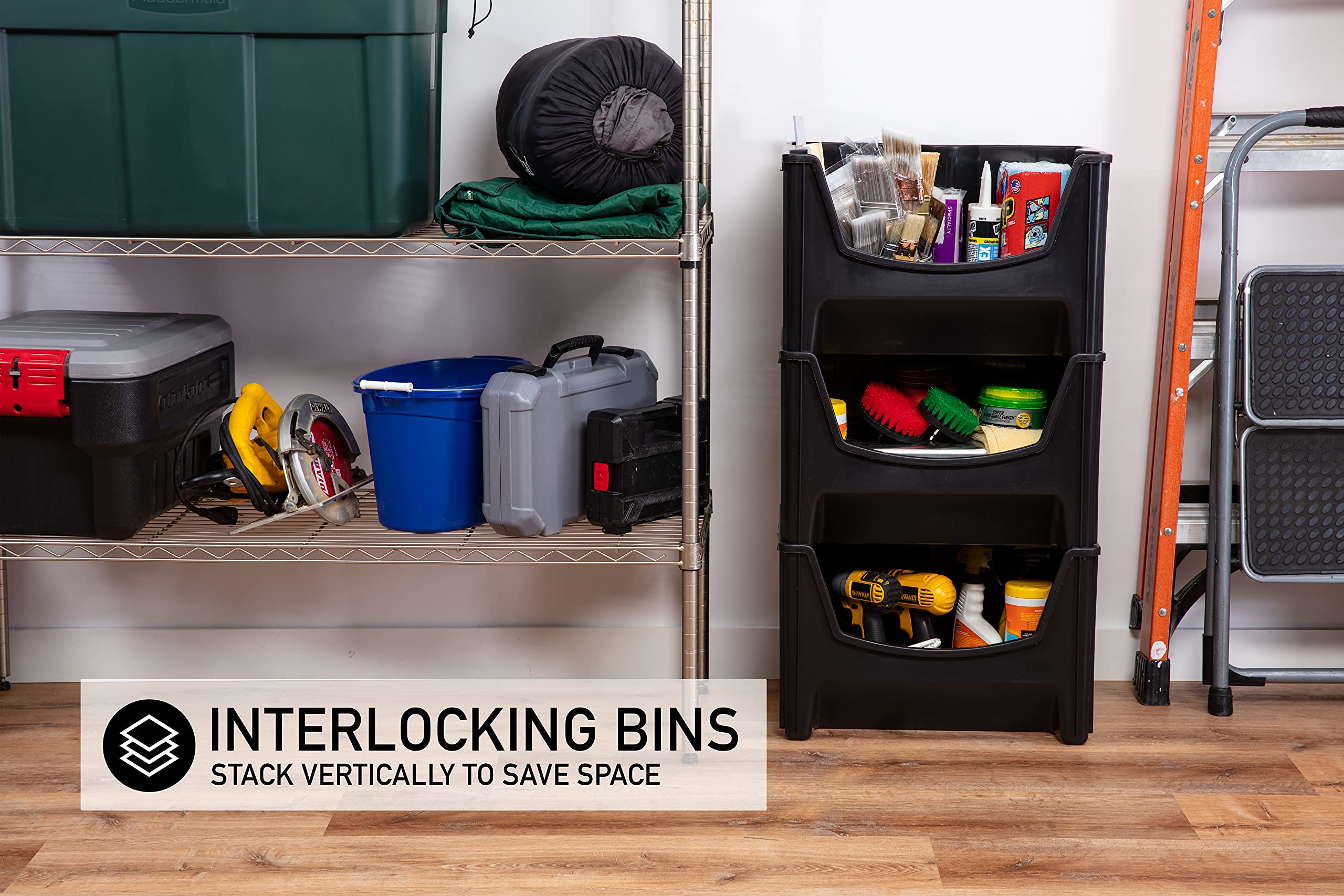 Mighty Tuff Jumbo Stack Bins front opening for quick access