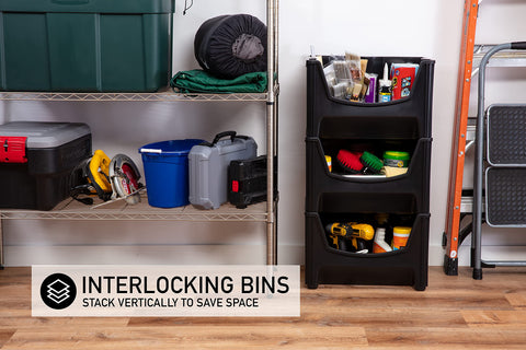 Mighty Tuff Jumbo Stack Bins front opening for quick access