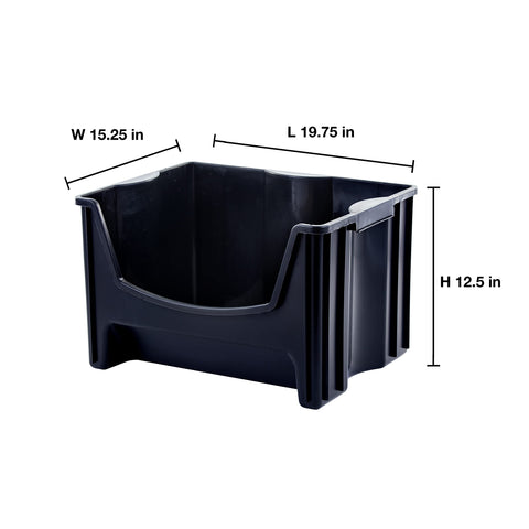 Mighty Tuff Jumbo Stack Bins large handles for easy transport
