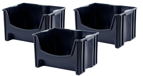 Mighty Tuff Jumbo Stack Bins outer view with wide front opening