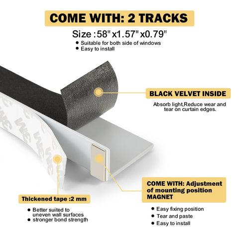 Miideayin inside-track velvet finish reduces wear on curtain edges.