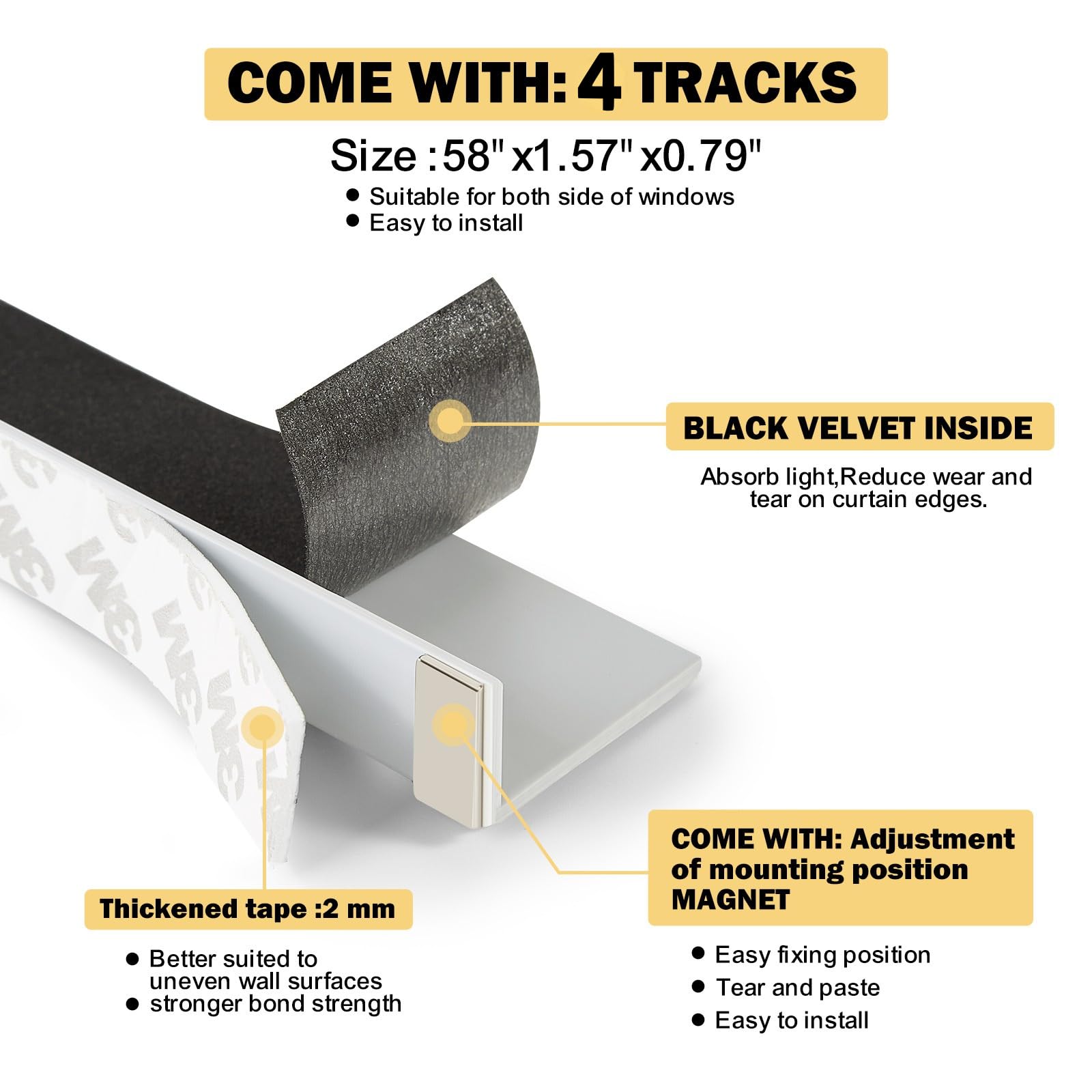 Miideayin strip with adjustable magnets for precise placement during installation