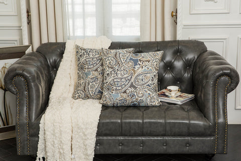 Mika Home paisley pattern pillow close up showing jacquard weave texture