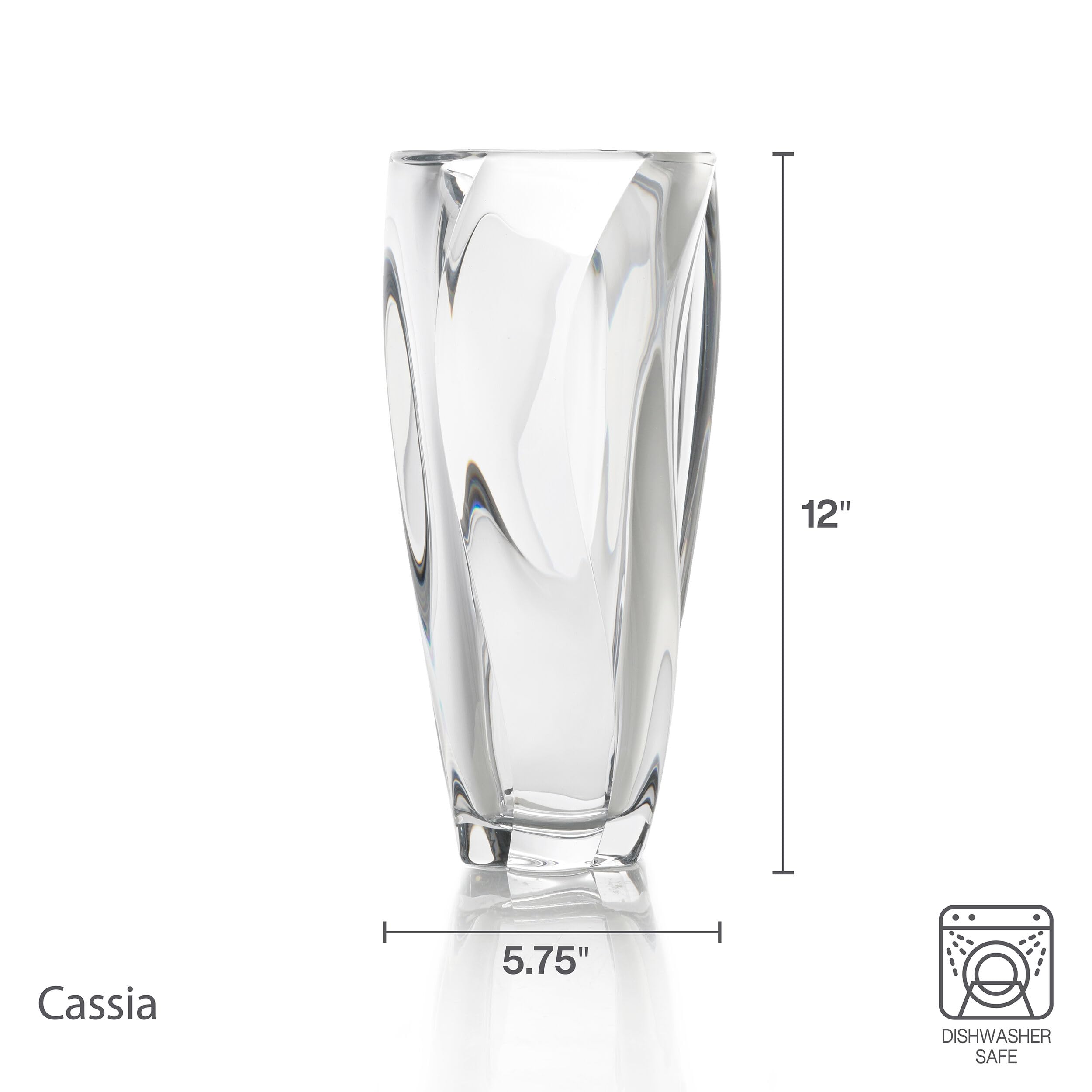 Mikasa Cassia crystal vase clear body highlighting light play.