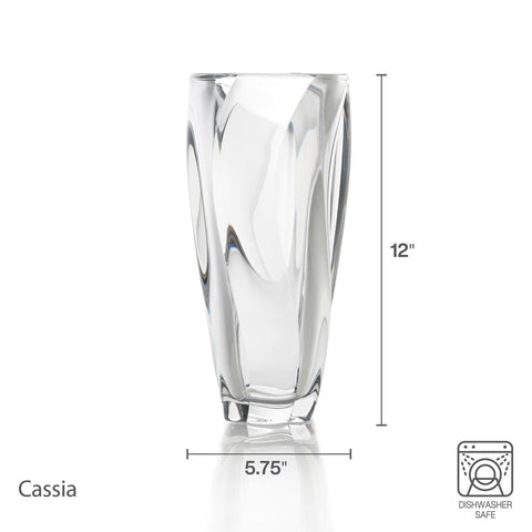Mikasa Cassia crystal vase clear body highlighting light play.