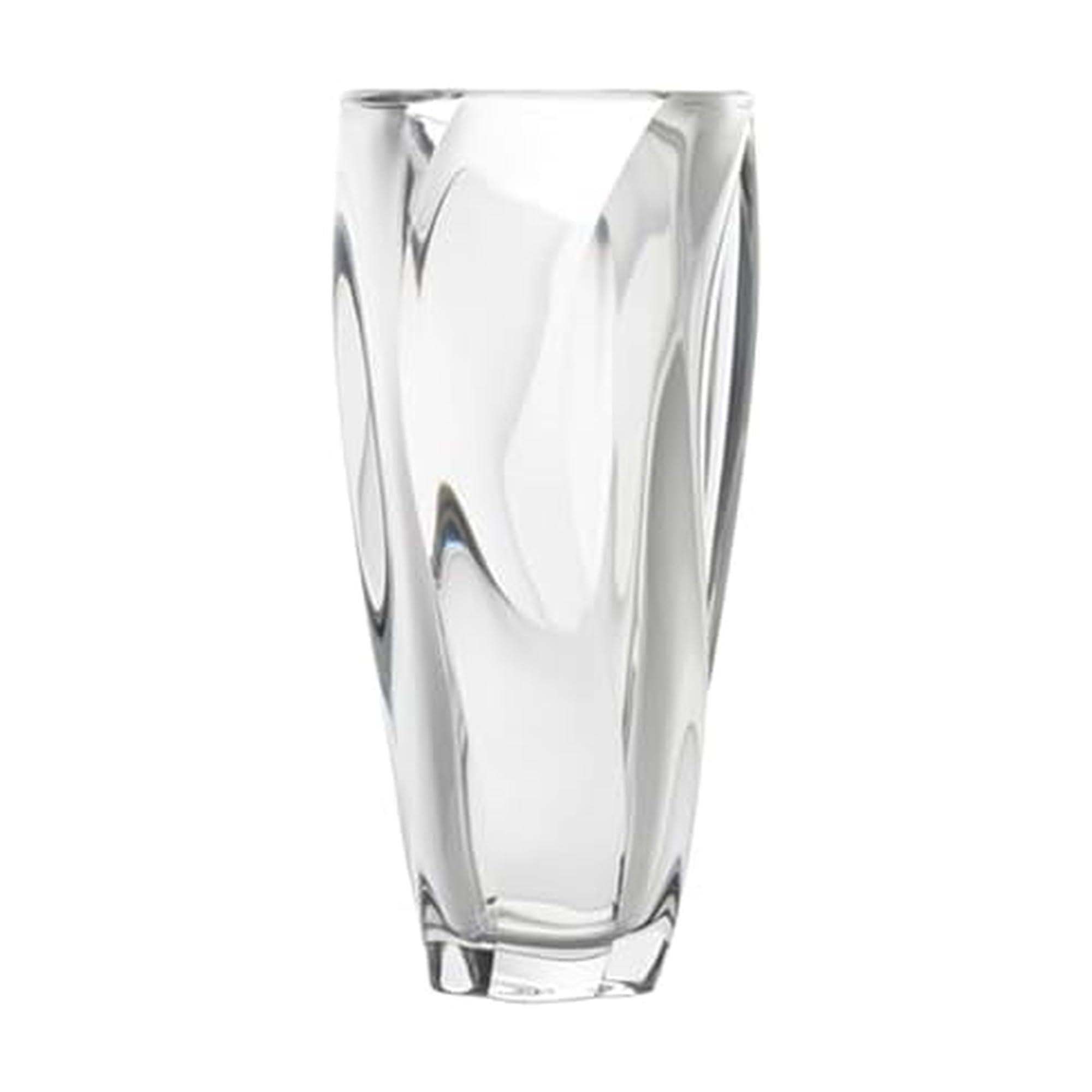 Mikasa Cassia crystal vase with diagonal twist showing contemporary elegance.