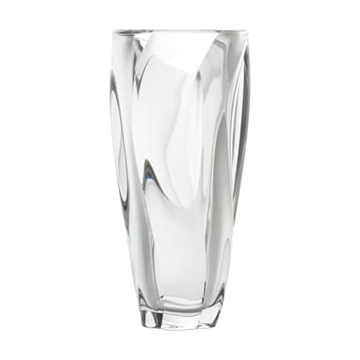 Mikasa Cassia crystal vase with diagonal twist showing contemporary elegance.