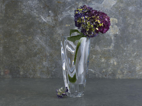 Mikasa Cassia crystal vase reflecting light to create sparkle.