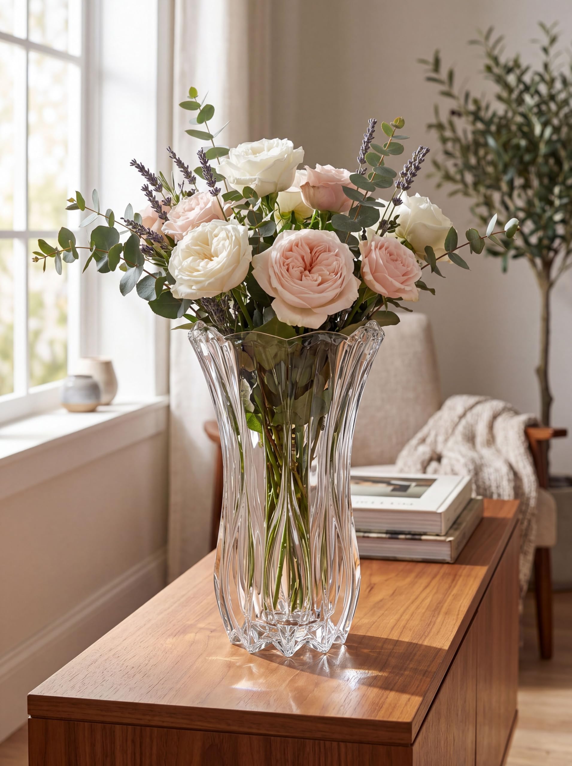 Mikasa Celebrations Blossom vase with hand wash care instructions for longevity