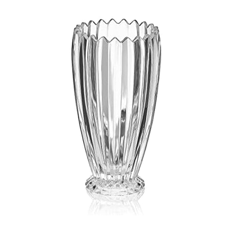 Mikasa Estate crystal vase with 11-inch height displaying tall blooms beautifully.