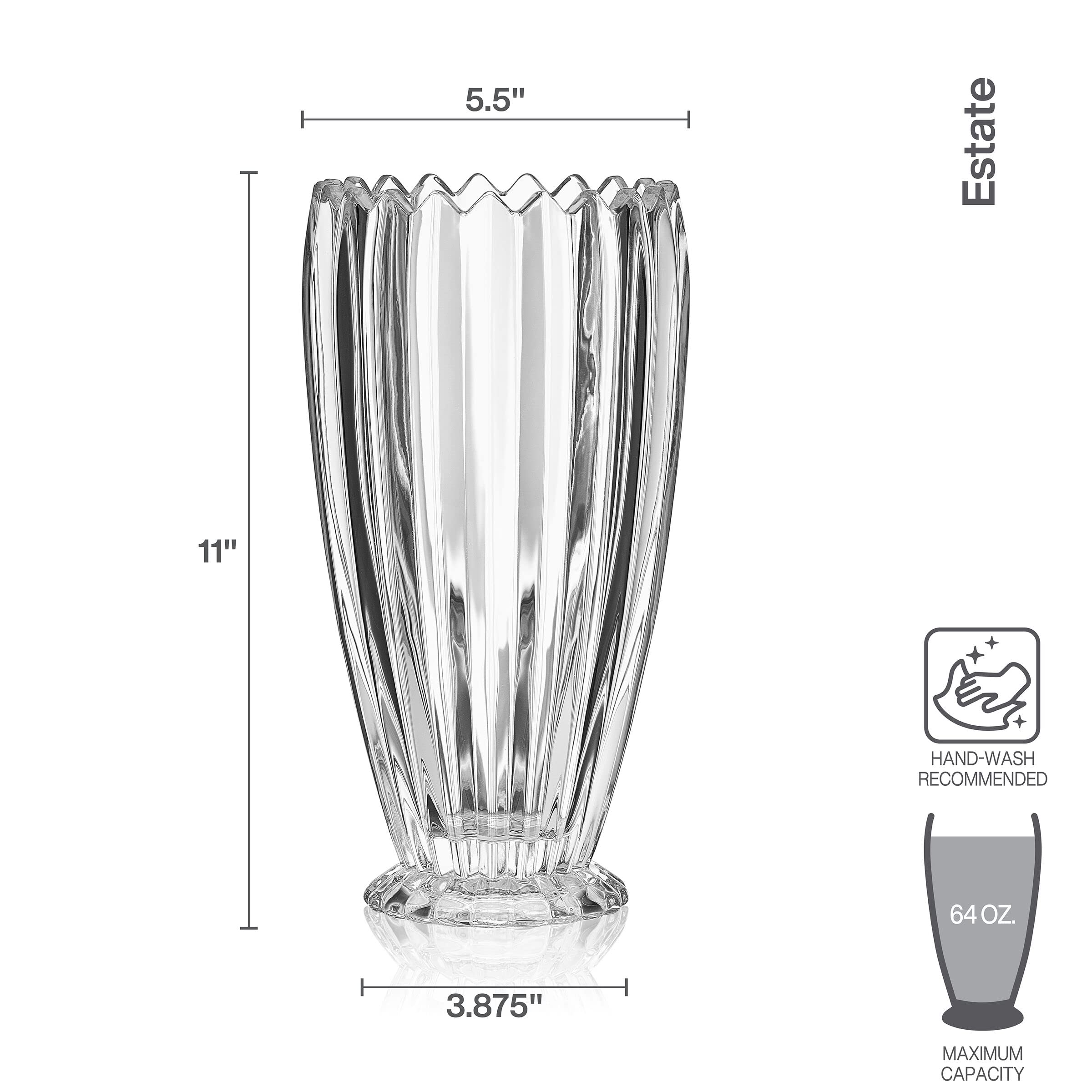 Mikasa Estate ridge-pattern vase highlights light with a distinctive texture.